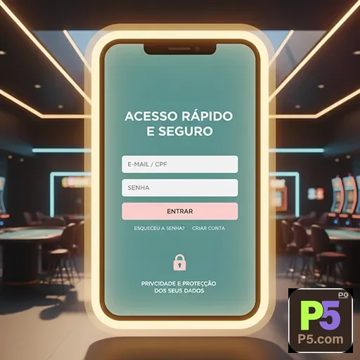 Tela de login no p5 pelo endereço oficial no celular
